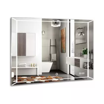 Зеркало Azario Voll-4 800х600 c подсветкой и диммером, сенсор выкл+часы