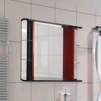 Зеркало Bellezza Рио 90 красное с черным