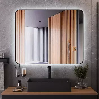 Зеркало Bond Loft 100х80 с LED-подсветкой и бесконтактным сенсором, черный