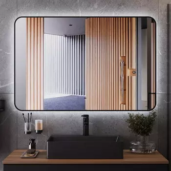 Зеркало Bond Loft 120х80 с LED-подсветкой и бесконтактным сенсором, черный