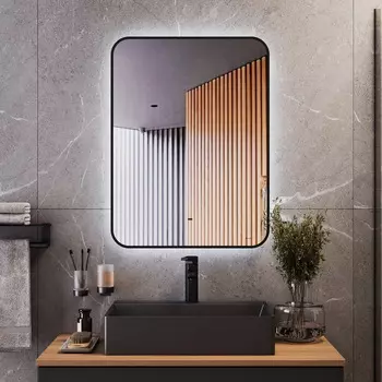 Зеркало Bond Loft 60х80 с LED-подсветкой и бесконтактным сенсором, черный