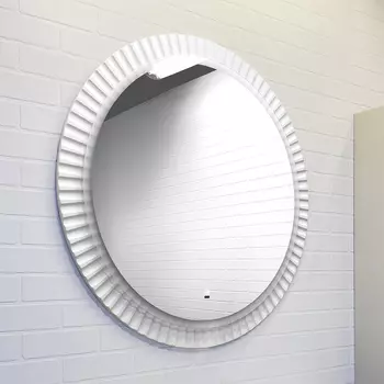 Зеркало Comforty Мадрид D90 с LED подсветкой, бесконтактный сенсор, антизапотевание, белый матовый