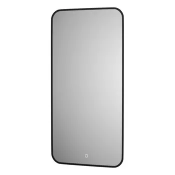 Зеркало Defesto AURA DF 2975S 50х100 см, с LED-подсветкой, сенсорный выключатель, теплый белый свет, рама черная