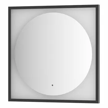 Зеркало Defesto Еclipse DF 2222R 70x70 черная рама, с LED-подсветкой, ИК выключатель