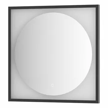 Зеркало Defesto Еclipse DF 2232S 70х70 черная рама, с LED-подсветкой, сенсорный выключатель