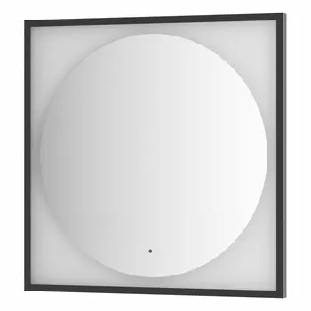 Зеркало Defesto Еclipse DF 2233R 80х80 черная рама, с LED-подсветкой, ИК выключатель
