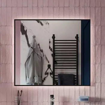 Зеркало DIWO Элиста 80х70 с подсветкой, инфракрасный выключатель, черный (ЗЛП1734)