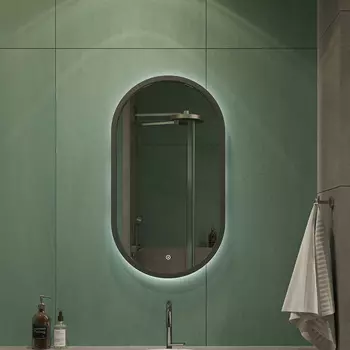 Зеркало DIWO Казань 45х80 с подсветкой, сенсорный выключатель, серый (ЗЛП1721)