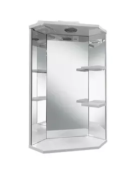 Зеркало Emmy Агата 33х69 с подсветкой, полкой, угловое, белое