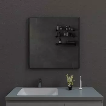 Зеркало Esbano ES-3803 TDB 80х80 с подсветкой, ИФК выключатель с диммером, черный матовый