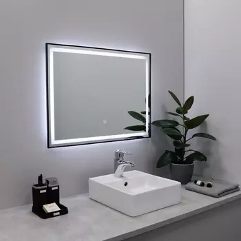 Зеркало Fixsen FX-2120B 120х80 см, черное, с LED подсветкой