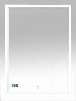 Зеркало Misty Неон 2 LED 60x80, с часами, сенсор на зеркале