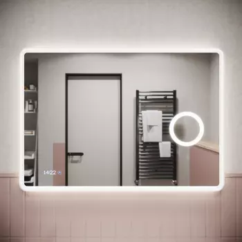 Зеркало Sancos Arcadia 1.0 100 с подсветкой, с сенсорным выключателем. с часами