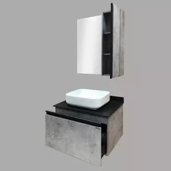 Зеркало-шкаф Comforty Эдинбург-75 бетон светлый