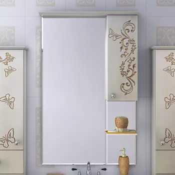 Зеркало-шкаф Misty Бабочка 75 R бежевый, патина