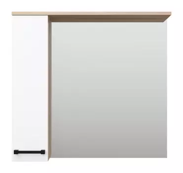 Зеркало-шкаф Misty Крафт 80 левое белое, зебрано сахара