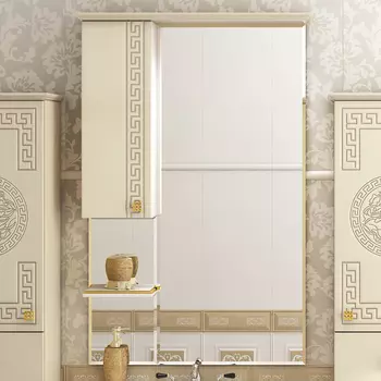 Зеркало-шкаф Misty Olimpia Lux 75 L бежевая патина