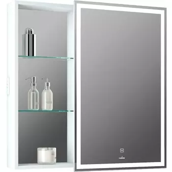 Зеркало-шкаф Mixline Женева 80х80 R с подсветкой и сенсором, белый