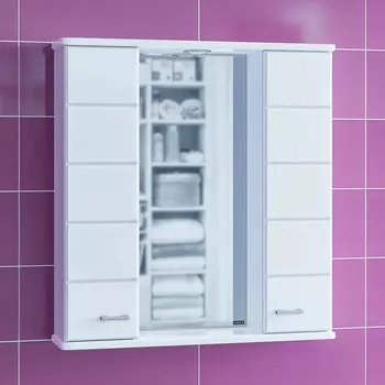 Зеркало-шкаф СанТа Омега 75 со светильником