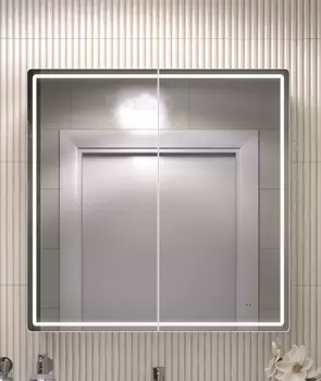 Зеркало-шкаф Vigo Geometry 80 с LED подсветкой, бесконтактное включение (на взмах)