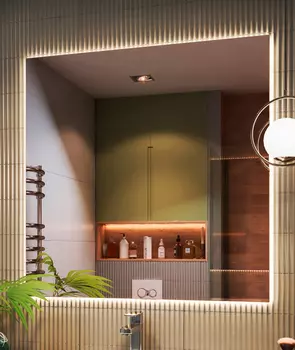 Зеркало Vigo Quadro Comfort 100 с подсветкой, бесконтактное включение (на взмах), функция антизапотевания