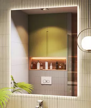 Зеркало Vigo Quadro Comfort 80 с подсветкой, бесконтактное включение (на взмах), функция антизапотевания