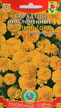 Семена Плазмас Бархатцы отклоненные Малыш Голд, 30 шт.