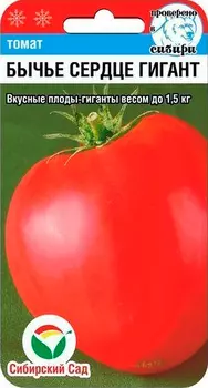 Семена Сибирский сад Томат Бычье сердце Гигант, 20 шт. Сибирская селекция