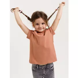 базовая футболка для девочек (коричневый, 92/ 2-3 YEARS)