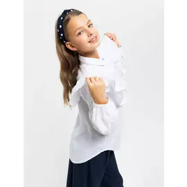 Блузка с воланами для девочек (белый, 140/ 10-11 YEARS)