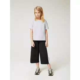 брюки-кюлоты для девочек с лампасами (черный, 122)