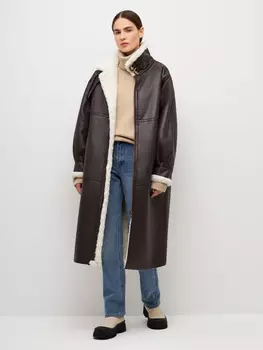 Дубленка из экокожи (коричневый, XS)