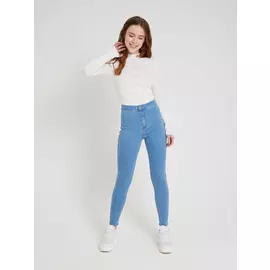 джеггинсы с высокой талией (голубой, S)