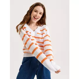 джемпер фактурной вязки (белый принт, M)