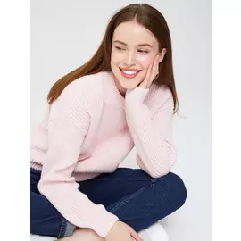 джемпер фактурной вязки (розовый, S)
