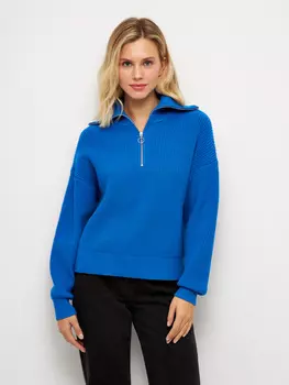 Джемпер с воротником на молнии (синий, M)