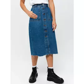 Джинсовая юбка миди (синий, XS)