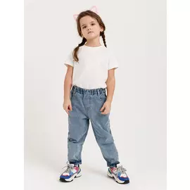 джинсы мом для девочек (синий, 104/ 4-5 YEARS)