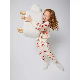 Джоггеры с принтом для девочек (красный, 110/ 5-6 YEARS)