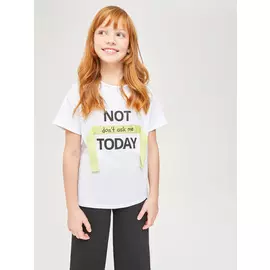 футболка для девочек с принтом (белый, 146)