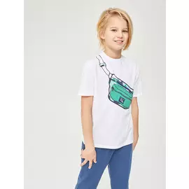 футболка для мальчиков с карманом в виде сумки (белый, 122)