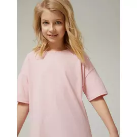 футболка оверсайз для девочек (розовый, 146)