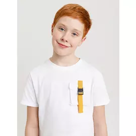футболка с накладным карманом для мальчиков (белый, 128/ 8-9 YEARS)