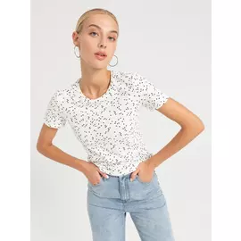 Футболка с принтом (белый принт, XS)