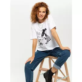 Футболка с принтом (белый, S)