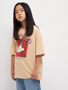 Футболка с принтом Disney Gravity Falls для девочек (бежевый, 134)