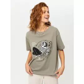 Футболка с принтом (зеленый, M)