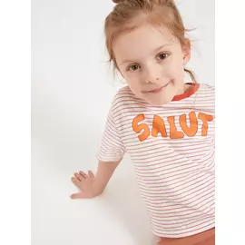 футболка в полоску для девочек (оранжевый, 92/ 2-3 YEARS)