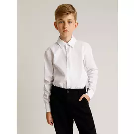 Хлопковая рубашка для мальчиков (белый, 122/ 7-8 YEARS)