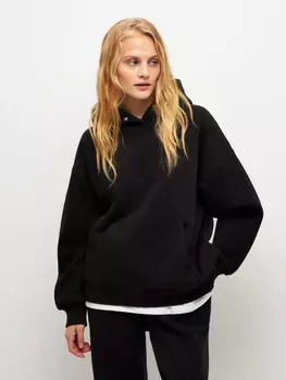 Худи с капюшоном на кнопках (черный, L)